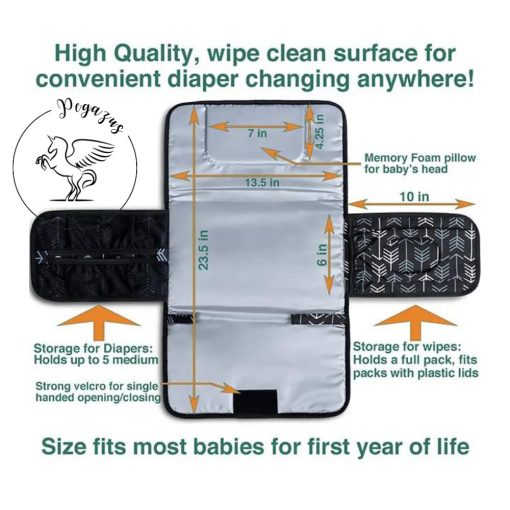 Hordozható pelenkázó alátét - Fehér nyilak