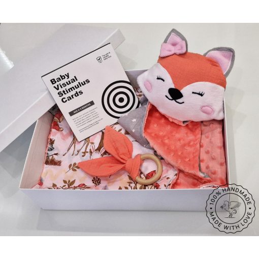 Pegazus BabyBox ajándékdoboz – Lazac színű, rókás- nagy