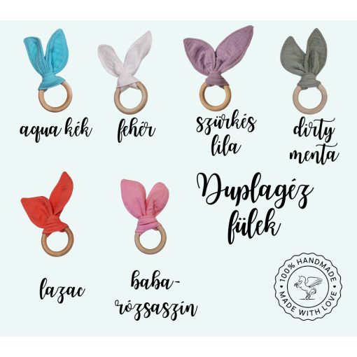 Nyuszifüles rágóka - Duplagéz - babarózsaszín