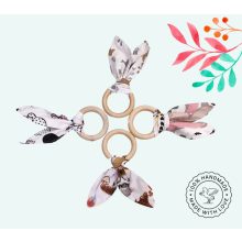 Nyuszifüles rágóka - Pamutvászon - szürke csillagos