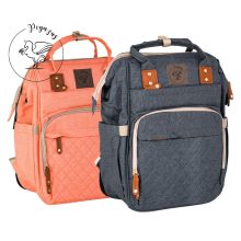 Pelenkázó hátizsák lenyitható pelenkázó paddal DAVID – AJÁNDÉK táskatartóval és USB kábellel - pink /rózsaszín