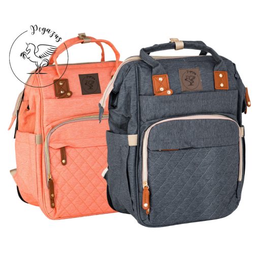 Pelenkázó hátizsák lenyitható pelenkázó paddal DAVID – AJÁNDÉK táskatartóval és USB kábellel - pink /rózsaszín