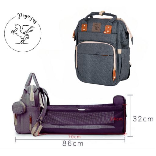 Pelenkázó hátizsák lenyitható pelenkázó paddal DAVID – AJÁNDÉK táskatartóval és USB kábellel - pink /rózsaszín