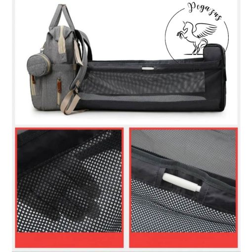 Pelenkázó hátizsák lenyitható pelenkázó paddal DAVID – AJÁNDÉK táskatartóval és USB kábellel - pink /rózsaszín