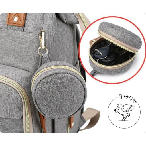 Pelenkázó hátizsák lenyitható pelenkázó paddal DAVID – AJÁNDÉK táskatartóval és USB kábellel - pink /rózsaszín