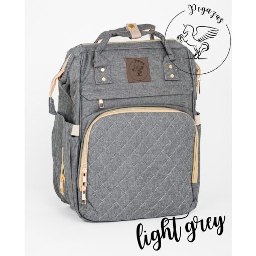 Pelenkázó hátizsák MOLLY – AJÁNDÉK táskatartóval - Light grey/Világos szürke