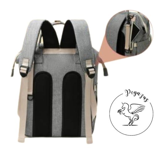 Pelenkázó hátizsák MOLLY – AJÁNDÉK táskatartóval - Light grey/Világos szürke