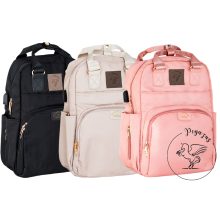 Pelenkázó hátizsák FLORA – AJÁNDÉK táskatartóval és USB kábellel - Light grey / Világos szürke