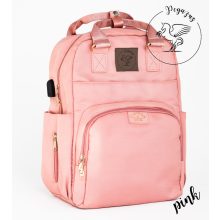 Pelenkázó hátizsák FLORA – AJÁNDÉK táskatartóval és USB kábellel - Pink / Rózsaszín