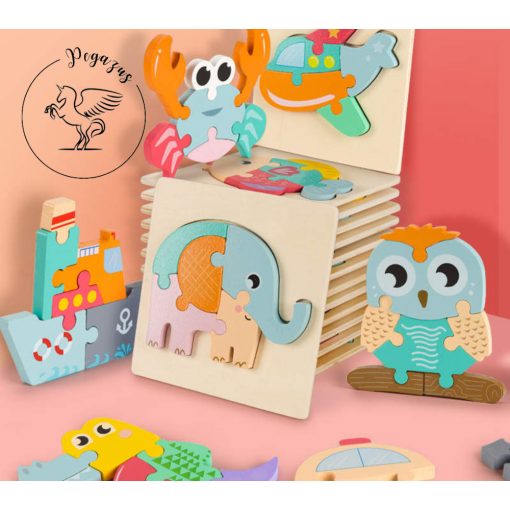 Baba 3D fa fejlesztő puzzle - Süni