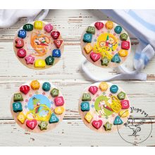 Fa készségfejlesztő formakereső puzzle óra, fűzős játék – pingvin