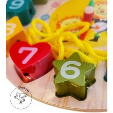 Fa készségfejlesztő formakereső puzzle óra, fűzős játék – pingvin