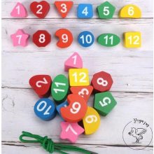 Fa készségfejlesztő formakereső puzzle óra, fűzős játék – zsiráf