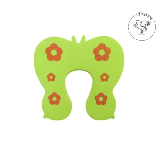 Ajtóütköző / ajtótámasz habszivacs – zöld pillangó mintával